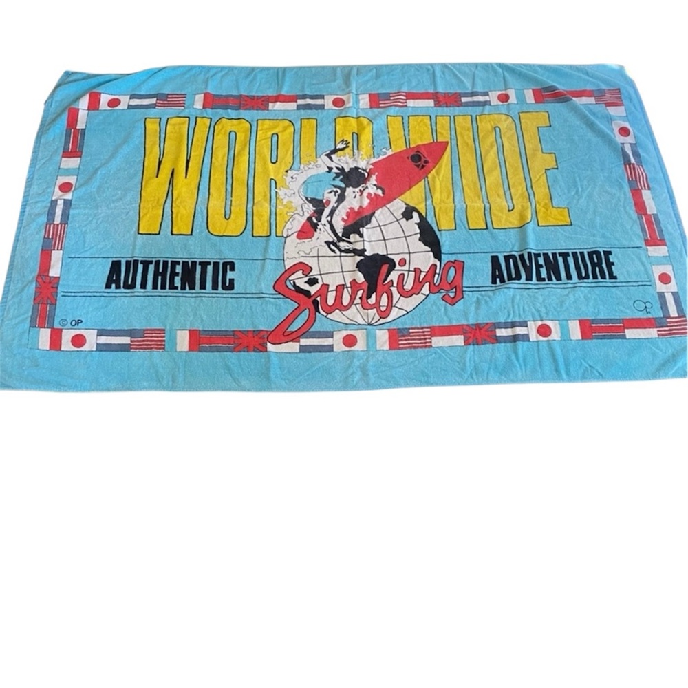 Vintage OP Ocean Pacific Oversized Beach Towel World Surfing